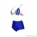 J.WMEET Bikini Set Swimsuit for Women Two Pieces Striped High Waist Tankini Set Padded Swimwear Colorful Blue Stripes B07JYMJHMD